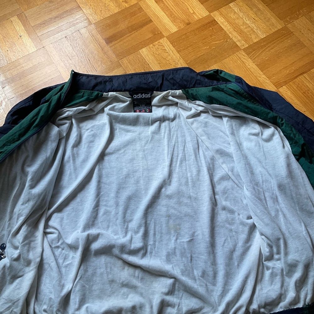 90s Adidas Jacket Colorblocks Green & Navy - Picture 11 of 13